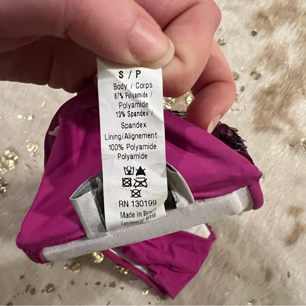 Dineila Brazil For Free People Small Sequin Swim Top Purple - Picture 4 of 5